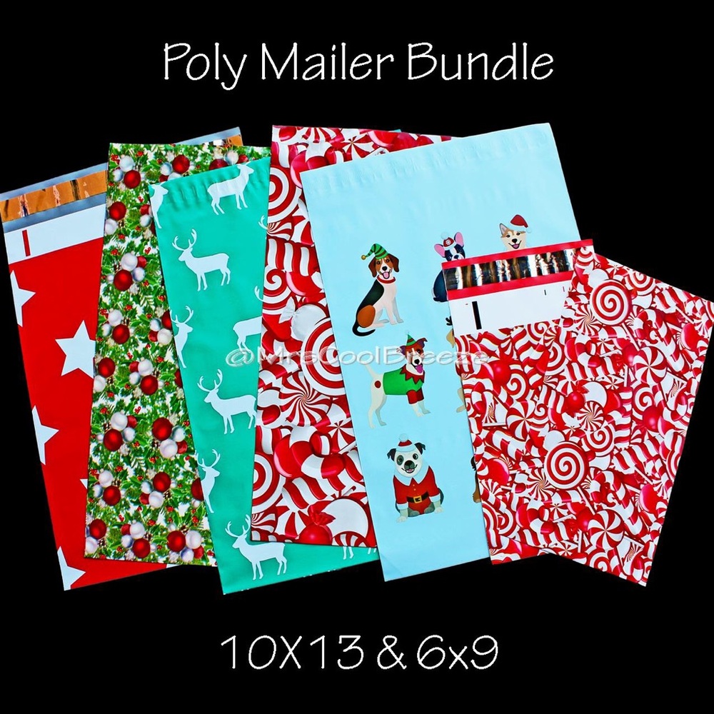 100 Holiday Poly Mailer Combo Bundle